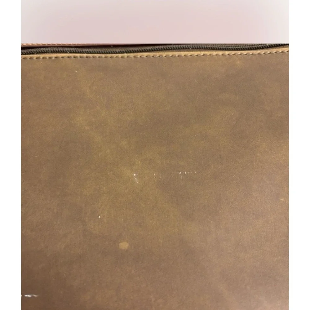 Perry Ellis Vtg Brown Color‎ Block Briefcase w/Strap & Structured Design (1990s)